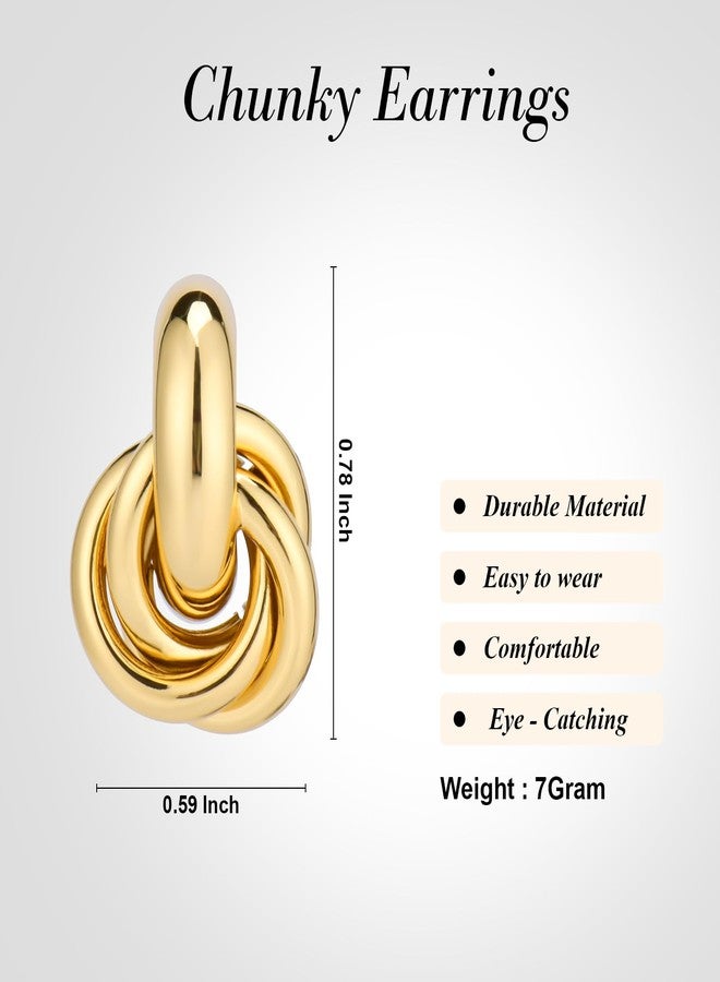 FamillCase Gold Geometric Drop Dangle Earrings for Women 18K Chunky Gold Knot Stud Plated Earrings Trendy Twisted Link Earring Jewelry Gift - Image 5